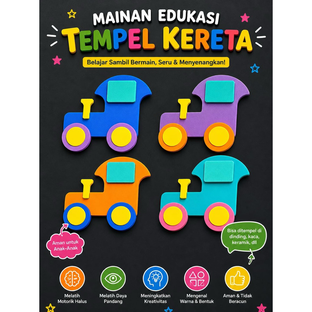 edukasi anak sticker dinding eva foam karakter