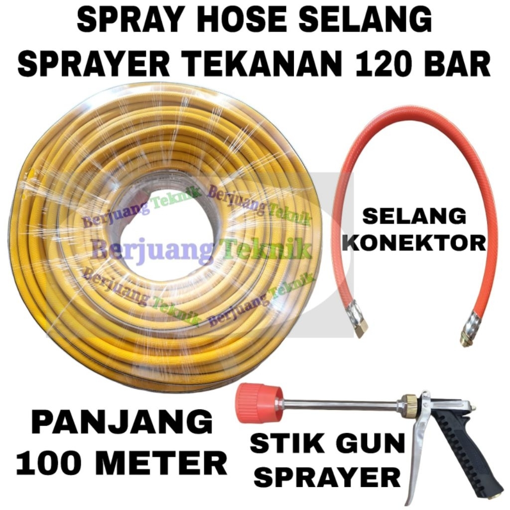 Selang Sprayer, selang steam, selang air 100 meter dan stik gun sprayer dan selang konektor