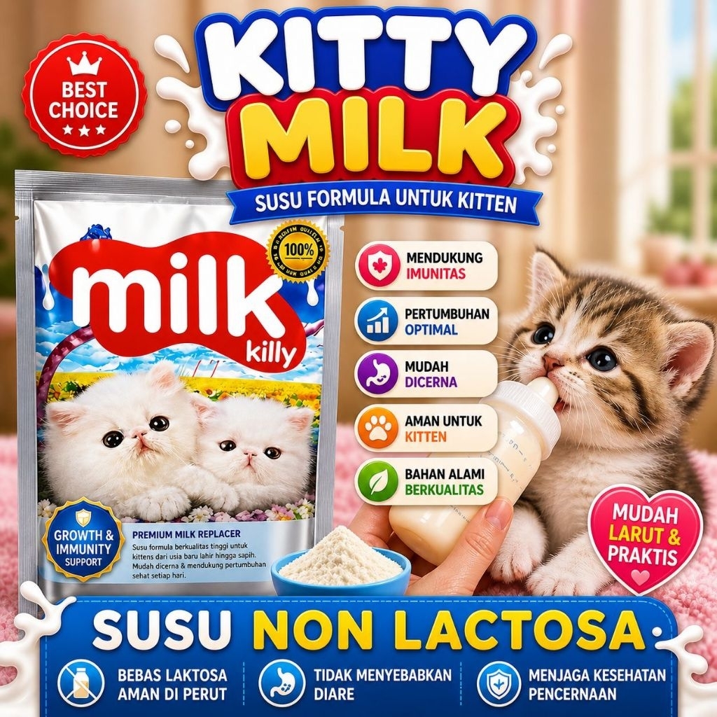 KITTY MILK - Susu Kucing Kitten Minuman Kitten Susu Bayi Kucing Kitten Susu Pengganti Induk Kucing A