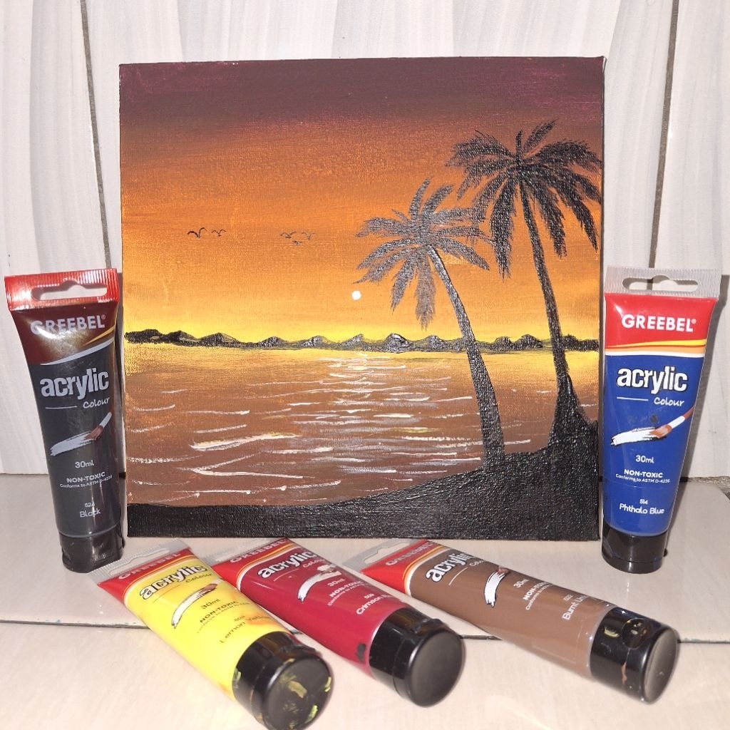 lukisan canvas modern hasil tangan bukan print