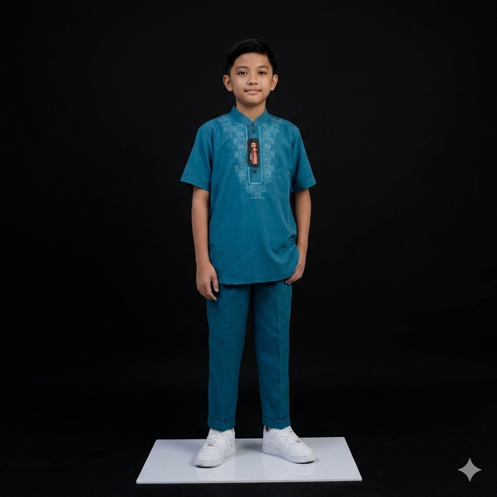 Kinayastore Baju setelan koko anak bordir aplikasi warna Lengan pendek usia 5-16 tahun