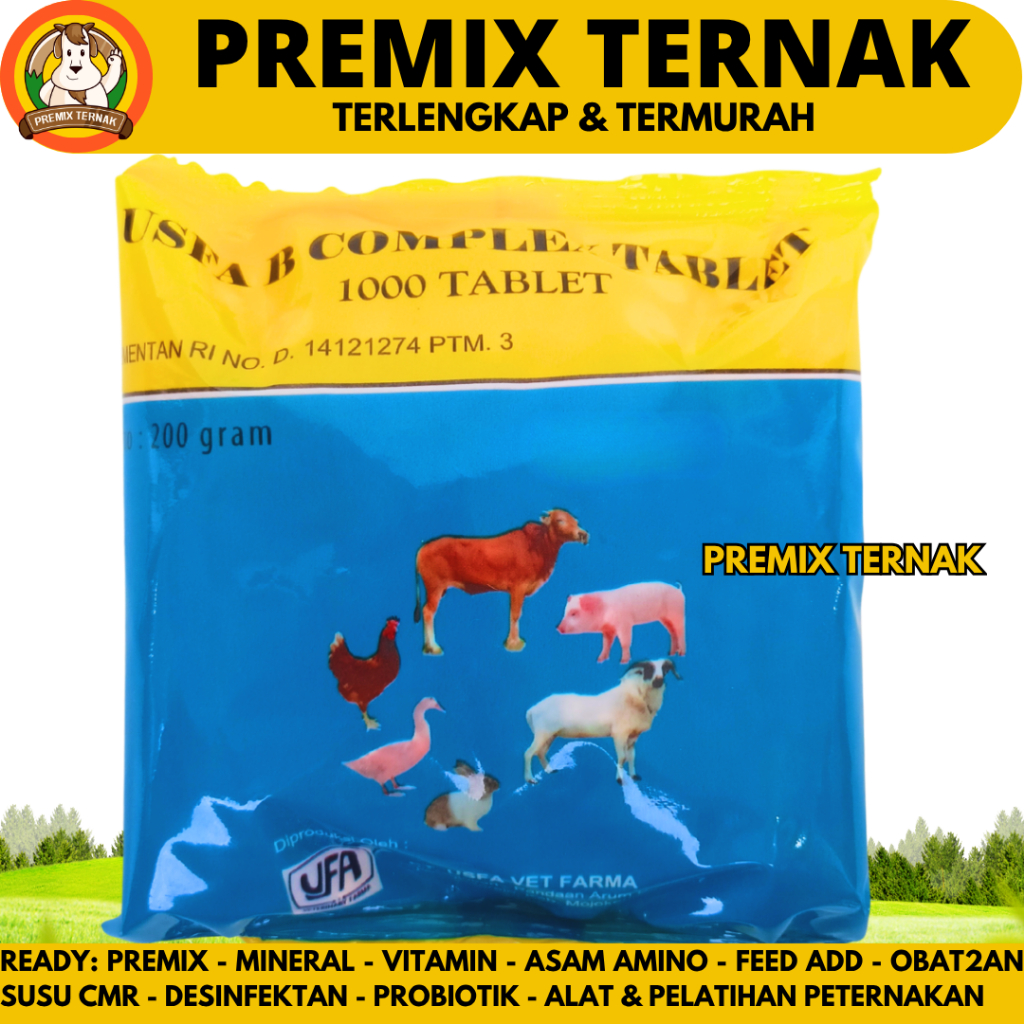 USFA B COMPLEX TABLET - Vitamin B Komplek Untuk Pertumbuhan & Nafsu Makan Sapi Kambing Ayam Babi