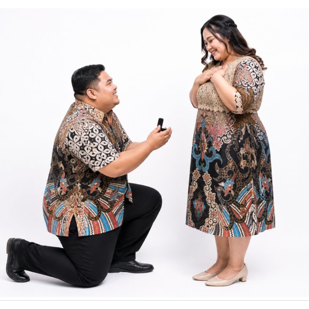 COUPLE DRESS BATIK MODERN CREAM COUPLE DRESS CREAM COUPLE DRESS JUMBO CREAM SARIMBIT DRESS BATIK DRE