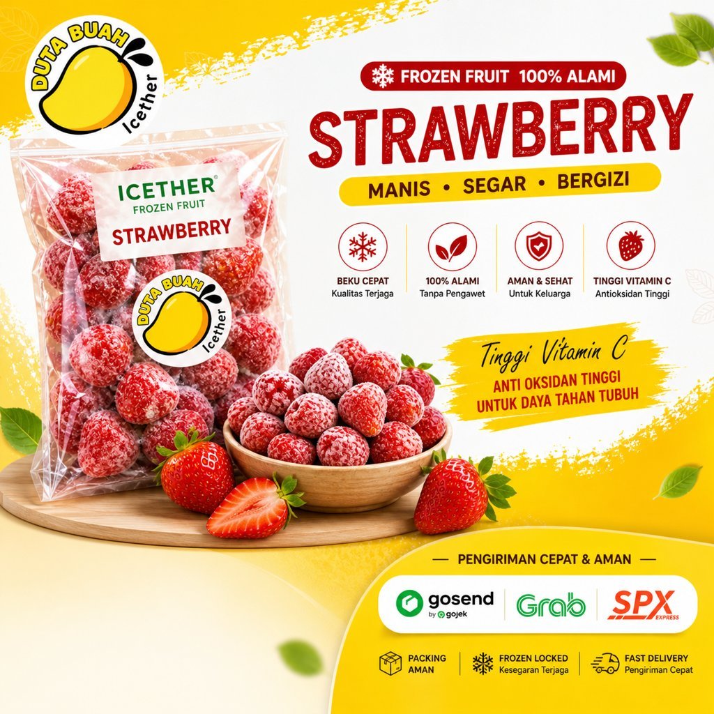 1KG Buah Segar Stroberi/Stroberry/Strawberry Manis Premium I DUTA BUAH ICETHER