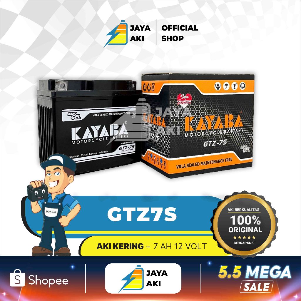 Aki Motor Vario 125 Vario 150 KAYABA GTZ7S 12V 7Ah Accu Kering