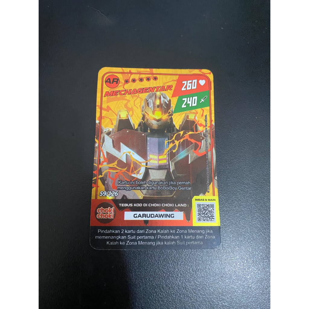 Kartu Boboiboy Mechagentar Original Choki Choki Emas