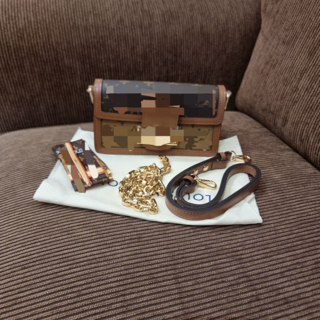 tas coklat bicolor tali rantai selempang lilelpi
