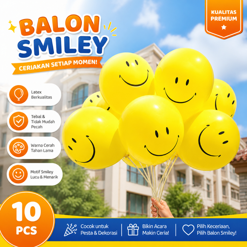 Balon emoticon smile kuning Ecer