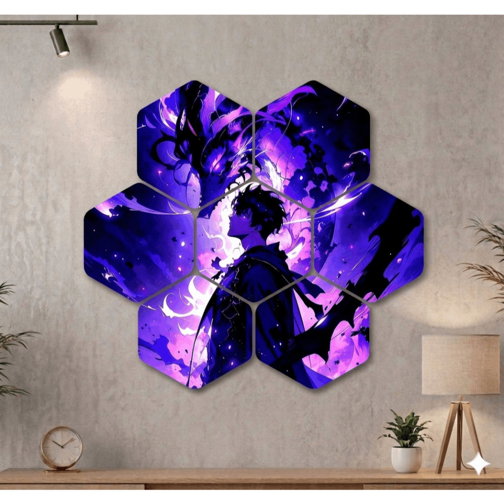 Hiasan Dinding Hexagon 7set Series Solo Leveling Epoxy Resin Super Glossy