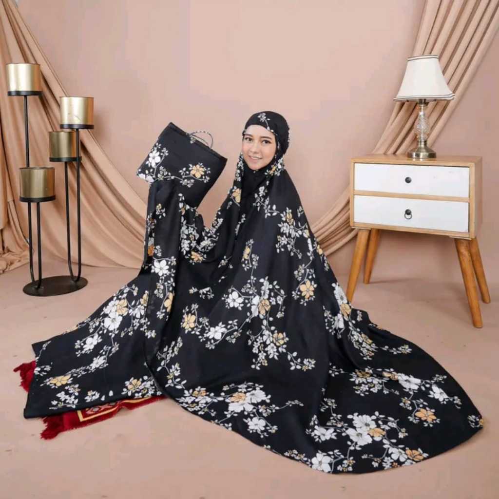 Mukena Dewasa Motif Bunga Sakura Rayon Lembut dan Adem || mukena dewasa jumbo premium