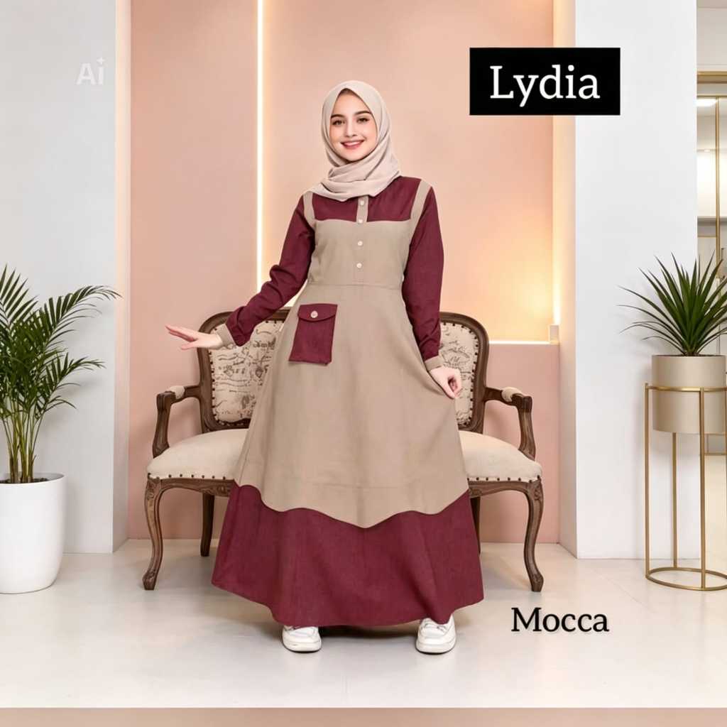Fashion Anak Remaja Muslim Outfit Terbaru Kekinian Lidya Kids Usia 9-17thn Gamis Polos