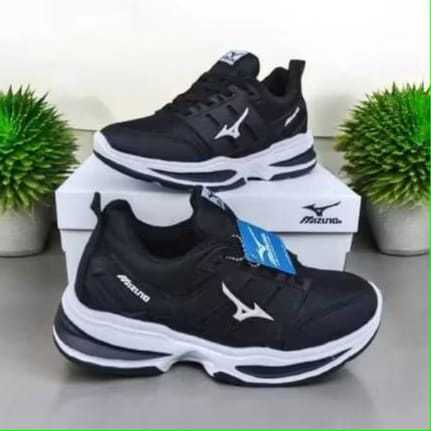 Sepatu Mizuno Pria Model Running Hitam Putih - Sepatu Olahraga Volly - Spatu Sneakers Pria Wanita Or