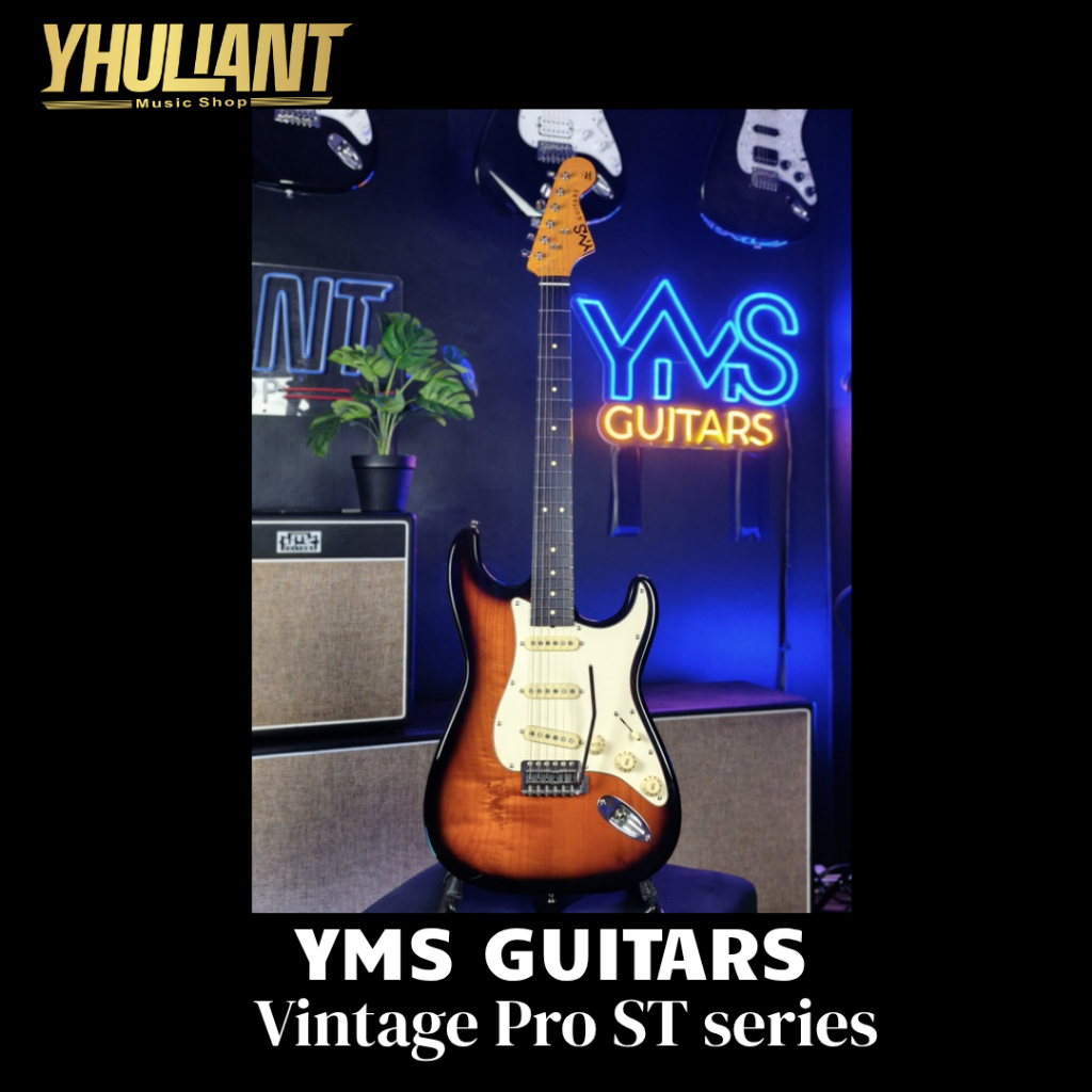 YMS Guitar Vintage Pro ST Series 2 Tone Sunburst Original Made In Indonesia