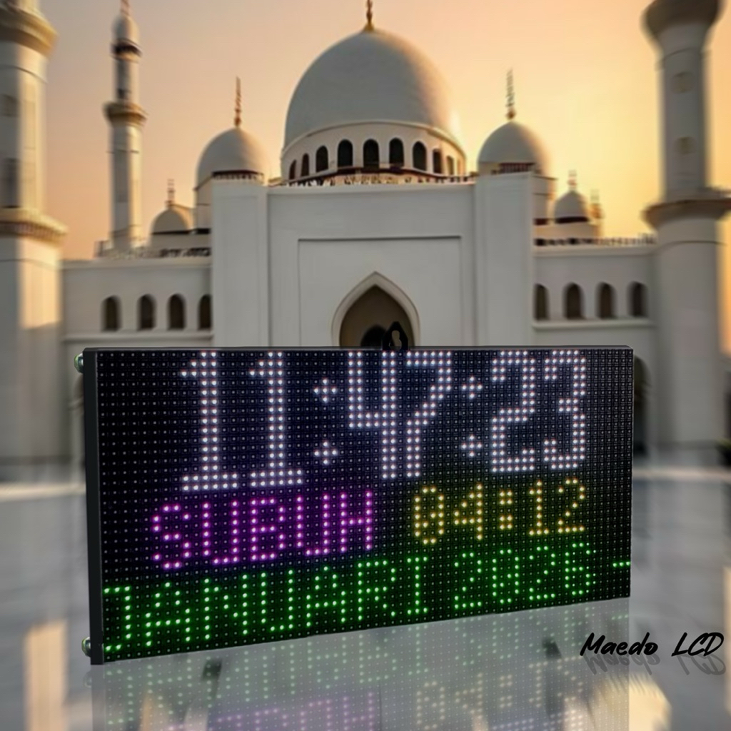 Jam waktu Sholat Digital Jam Masjid JWS P5 Full Colour 1 Panel