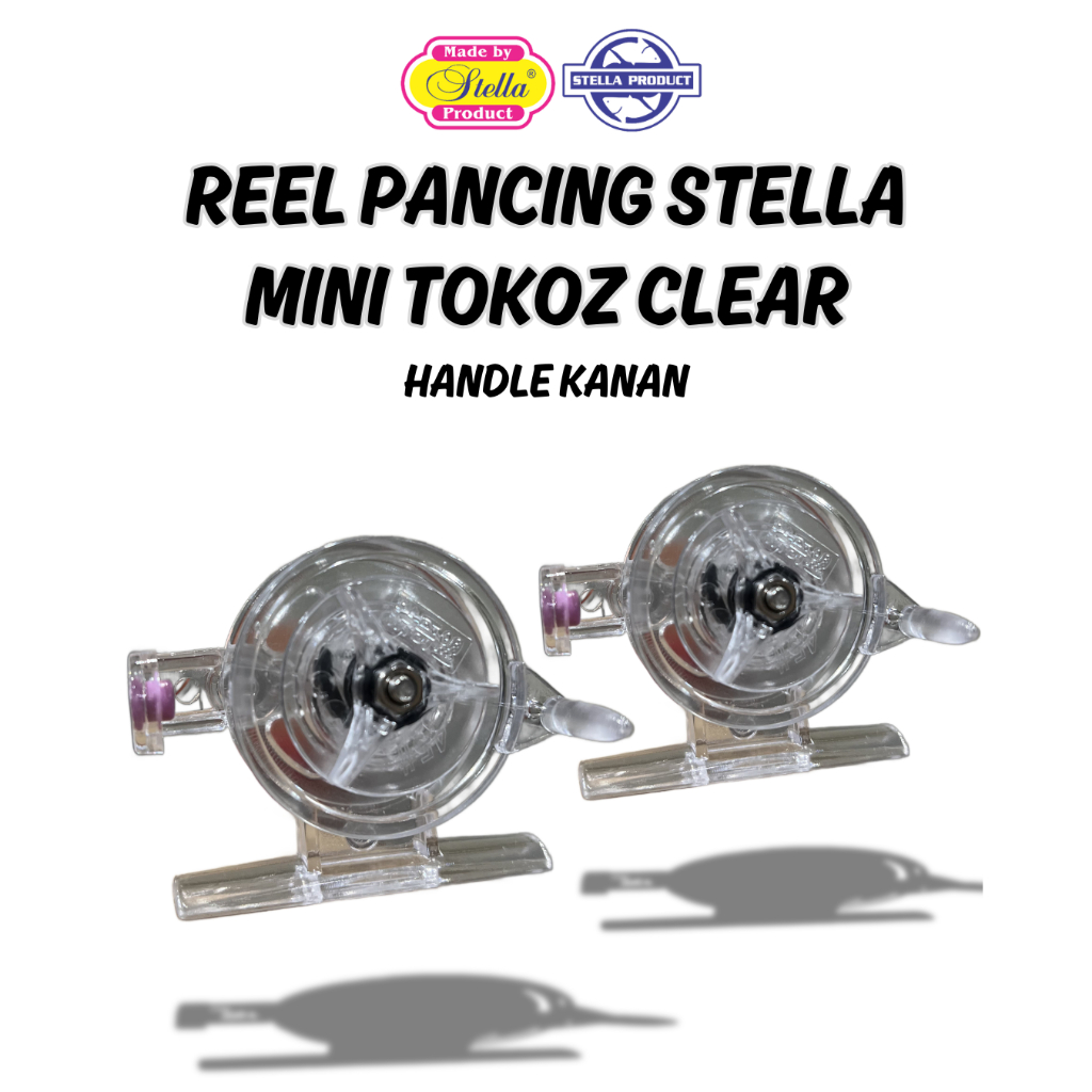 Reel Pancing Mini Tokoz Clear Stella Transparan Diameter 4.5cm Reel Tegek Waderan Ringan Kuat