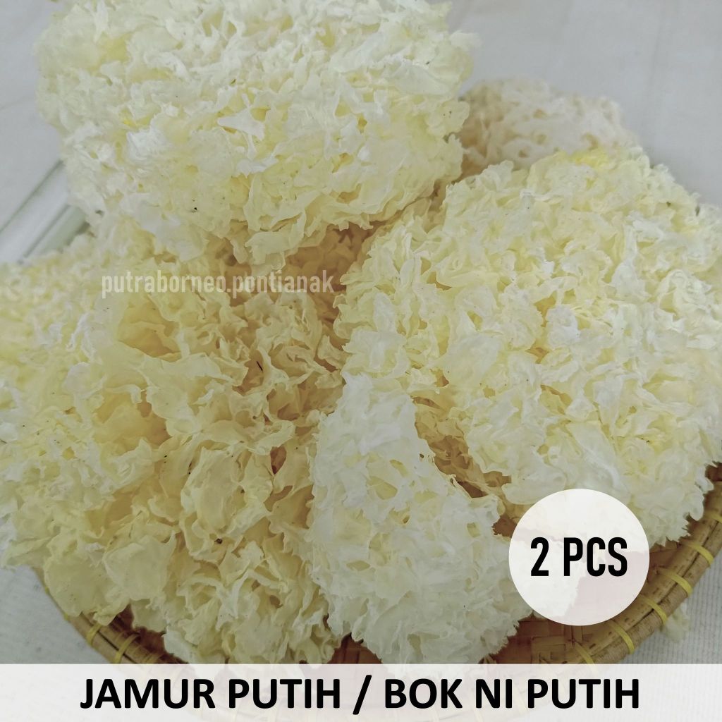 Jamur Putih Isi 2pcs  / Jamur Es / White Fungus Untuk Sop Bahan Peach Gum Dessert