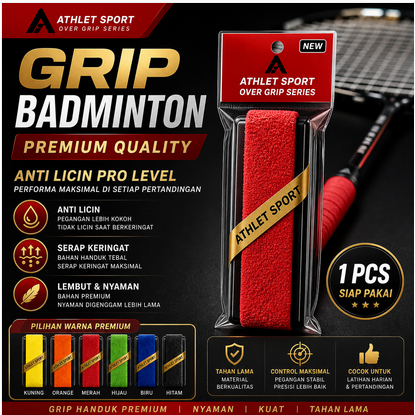 Grip Handuk Badminton - Grip raket handuk Athlet sport murah grosir MICRO FIBER BUNGKUS MERAH