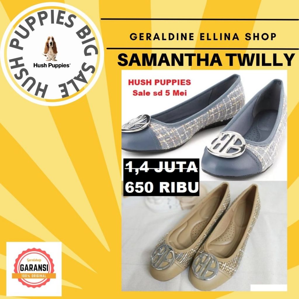 Sepatu flat shoes Hush Puppies Wanita original SALE seri SAMANTHA TWILLY