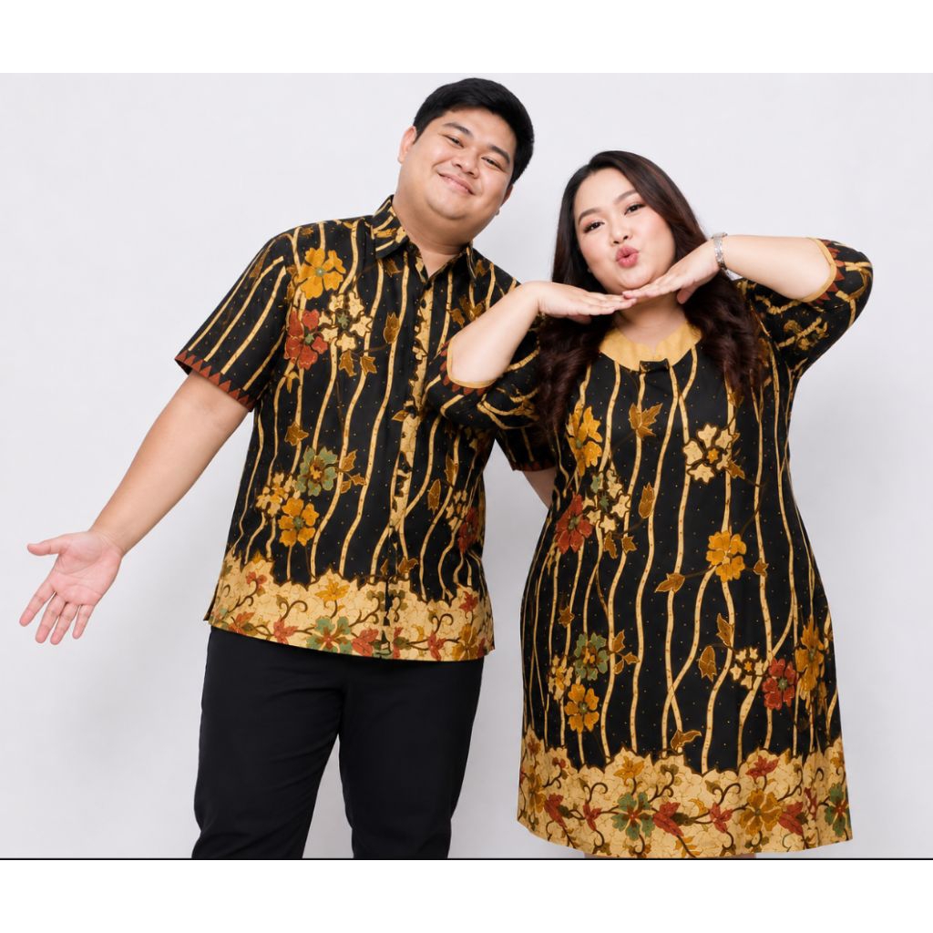 Batik GOLD Couple Dress JUMBO MODERN/Sarimbit Dress JUMBO/Dress BIGSIZE SERAGAM JUMBO Batik/COD