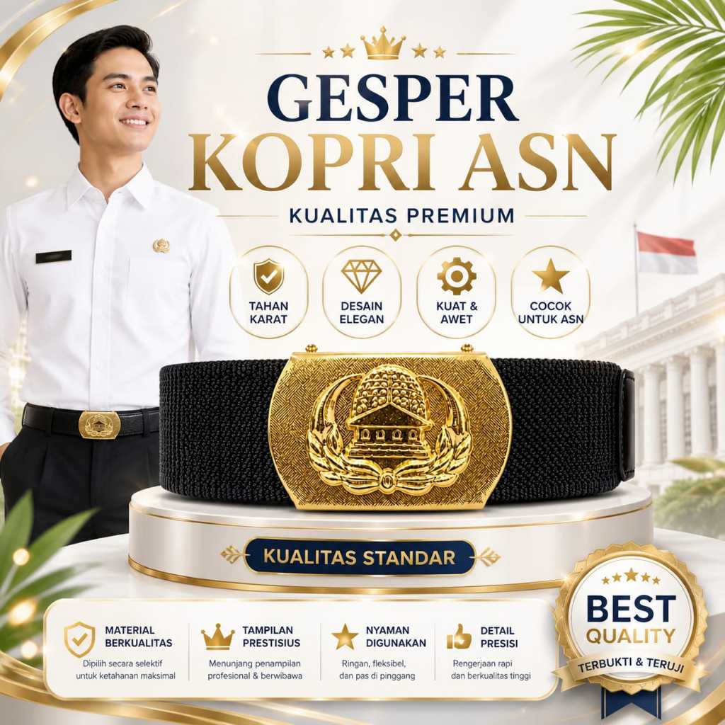 Gesper Korpri Pria Wanita Kuningan Asli ASN PNS