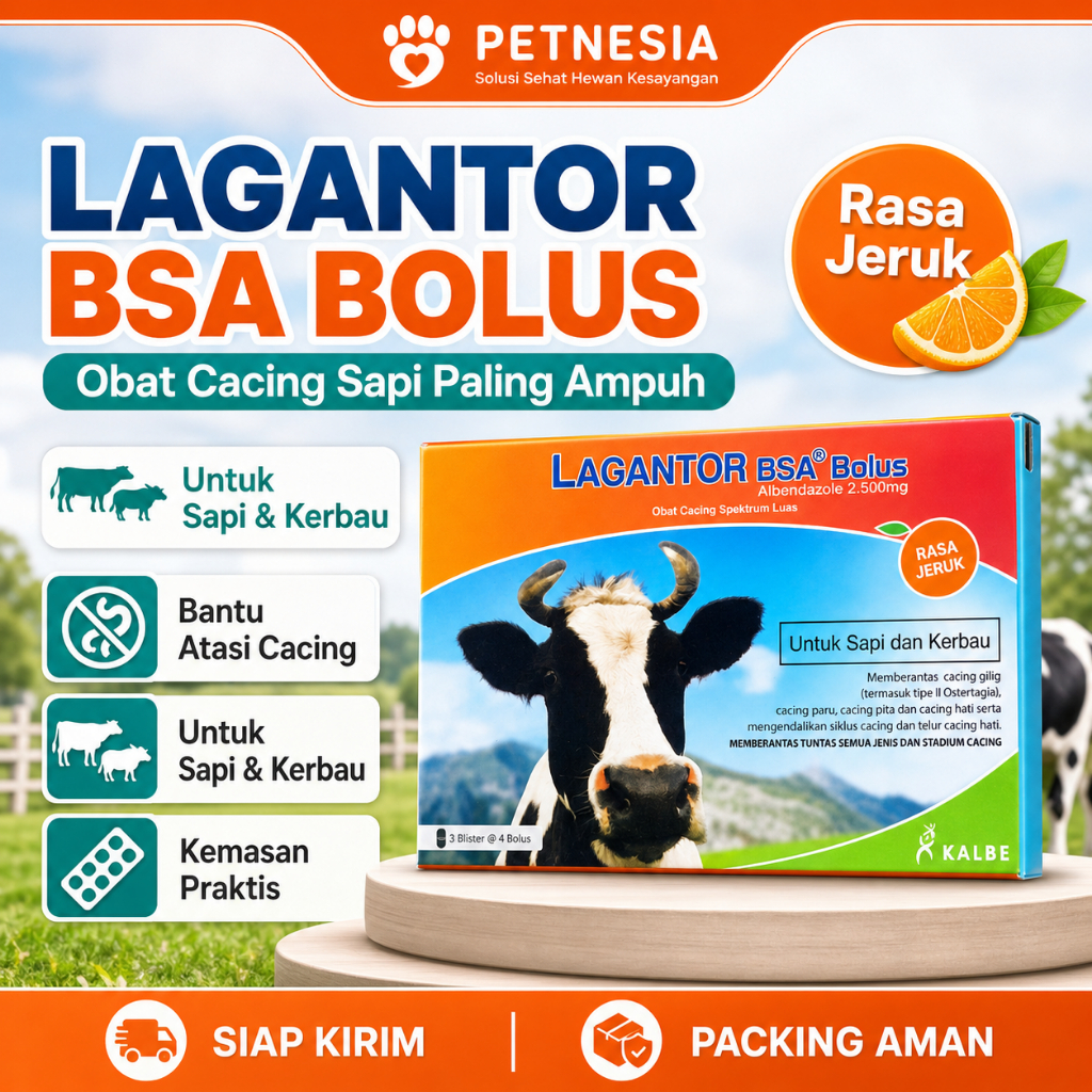 LAGANTOR BSA BOLUS - Obat Cacing Sapi Paling Ampuh Rasa Jeruk