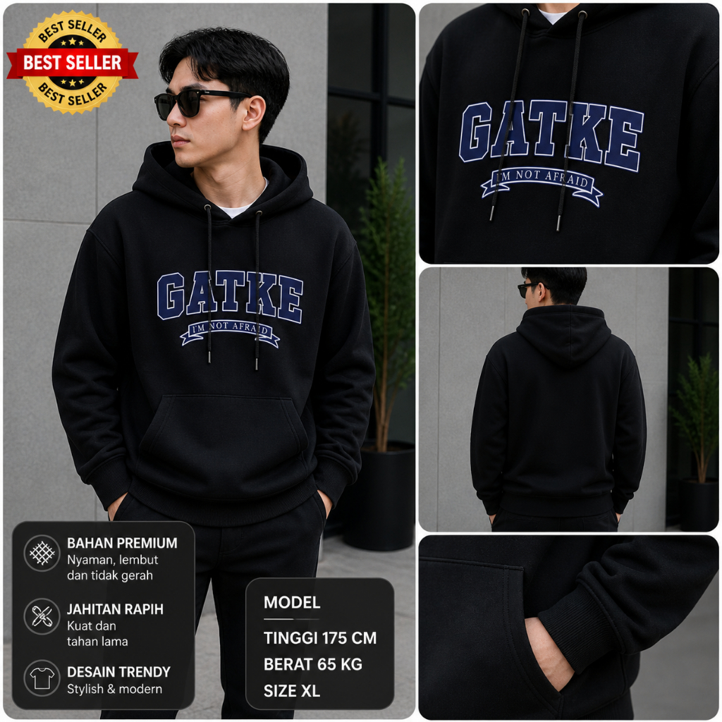 GATKE THE WORTH NOW SWEATER HOODIE UNISEX HOODIE KOREAN STYLE HOODIE FLEECE BIGSIZE
