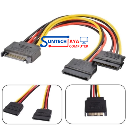 Kabel Power Sata 15pin Male To Dual Sata Female Splitter Cabang 2