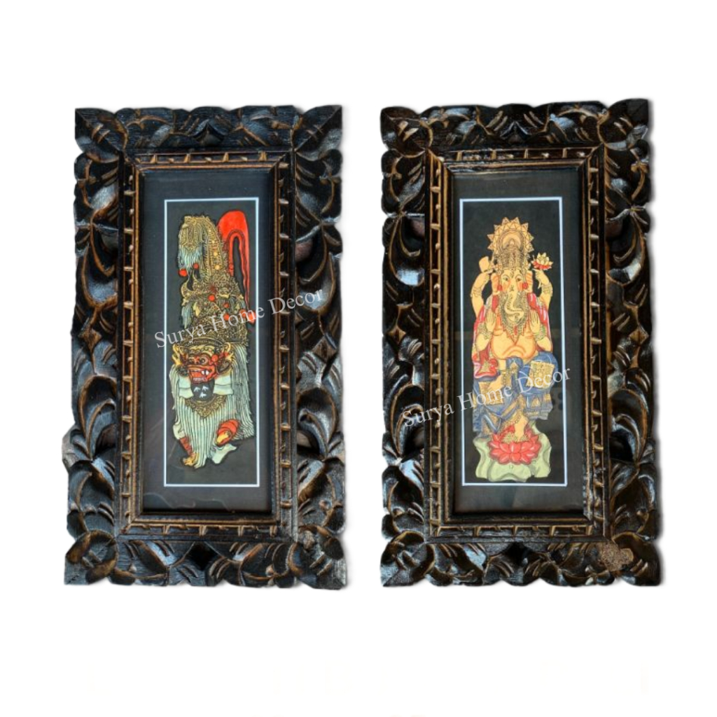 SALE!!! Lukisan Tradisi Bali 20 x35 cm - Lukisan Bingkai Bali - Bingkai Kayu Bali - Lukisan Bali - L