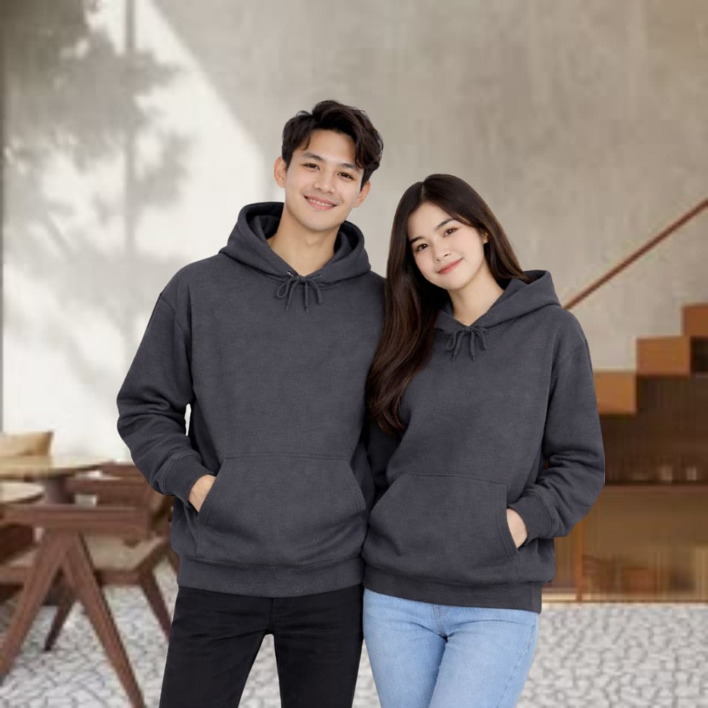 Hoodie Pria Distro Fleece Tebal Polos Cream Size M L XL - Hoodie Cowok Polos Tebal