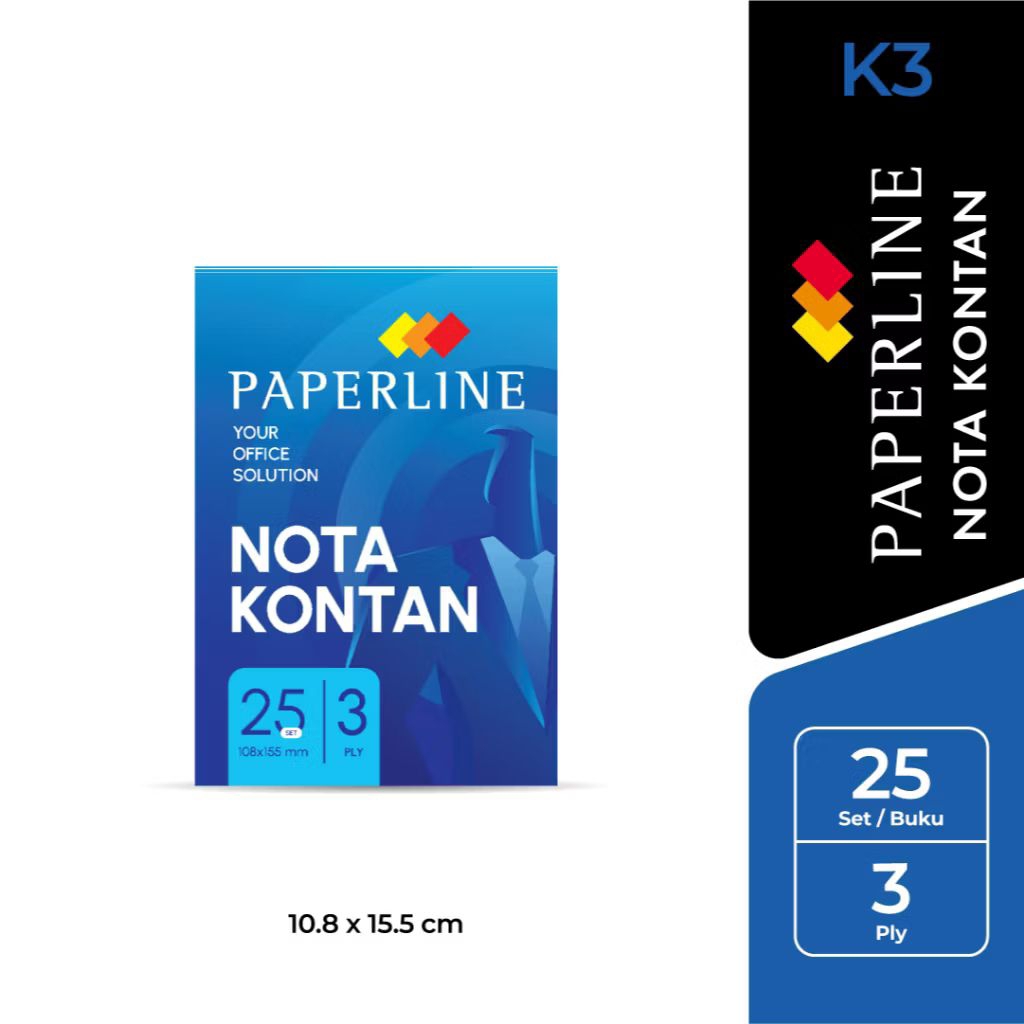 ( 1 pack / 10 buku ) Nota Kontan Paperline Kecil 3 Ply Nota Kecil 3 Ply Nota Paperline Kecil 3 Ply N