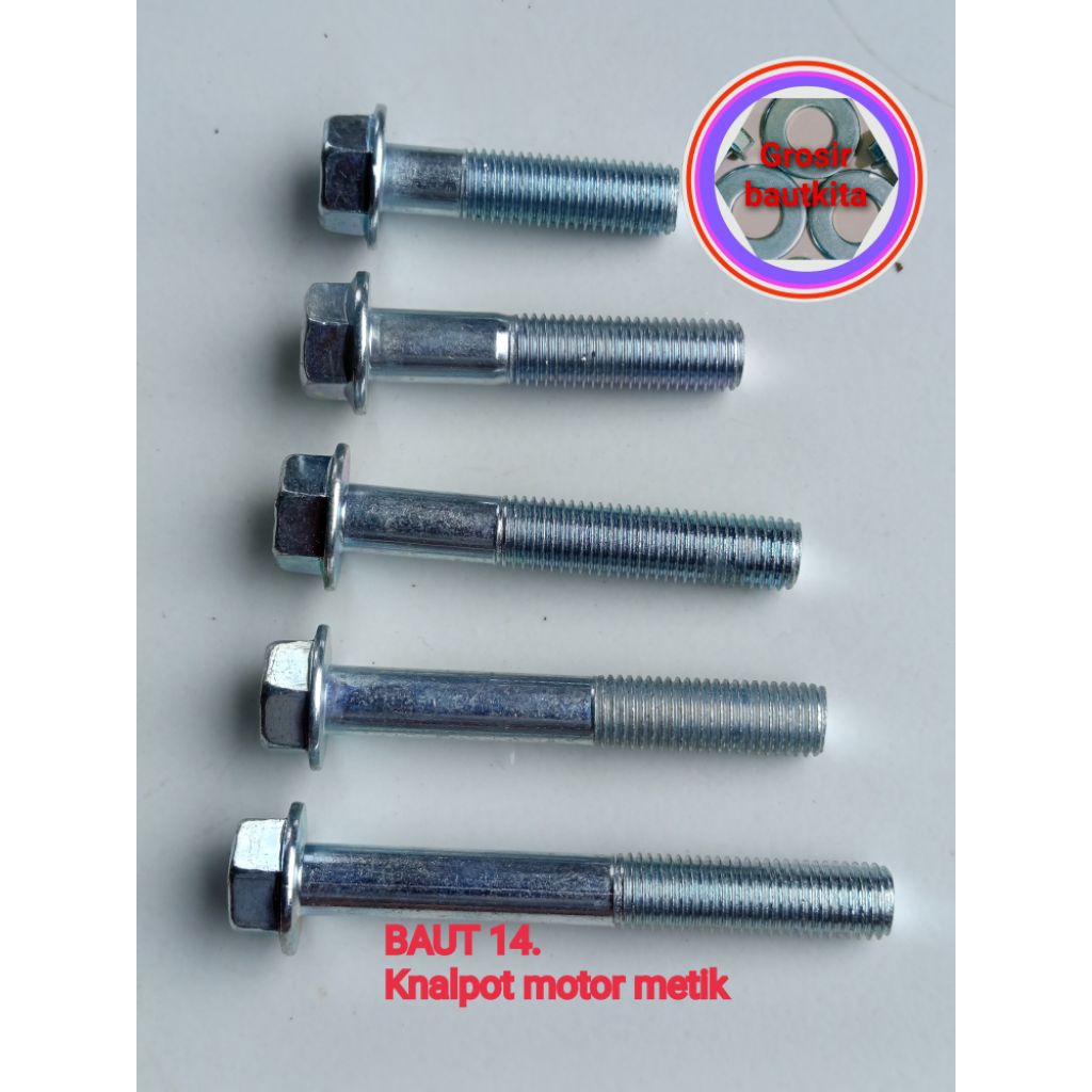COD 1,PCS..BAUT 14,BAUT KEDUDUKAN KNALPOT PANJANG 4cm,5cm,6cm,6,5cm,7,5cm.,8cm.BAUT KNALPOT MOTOR BE
