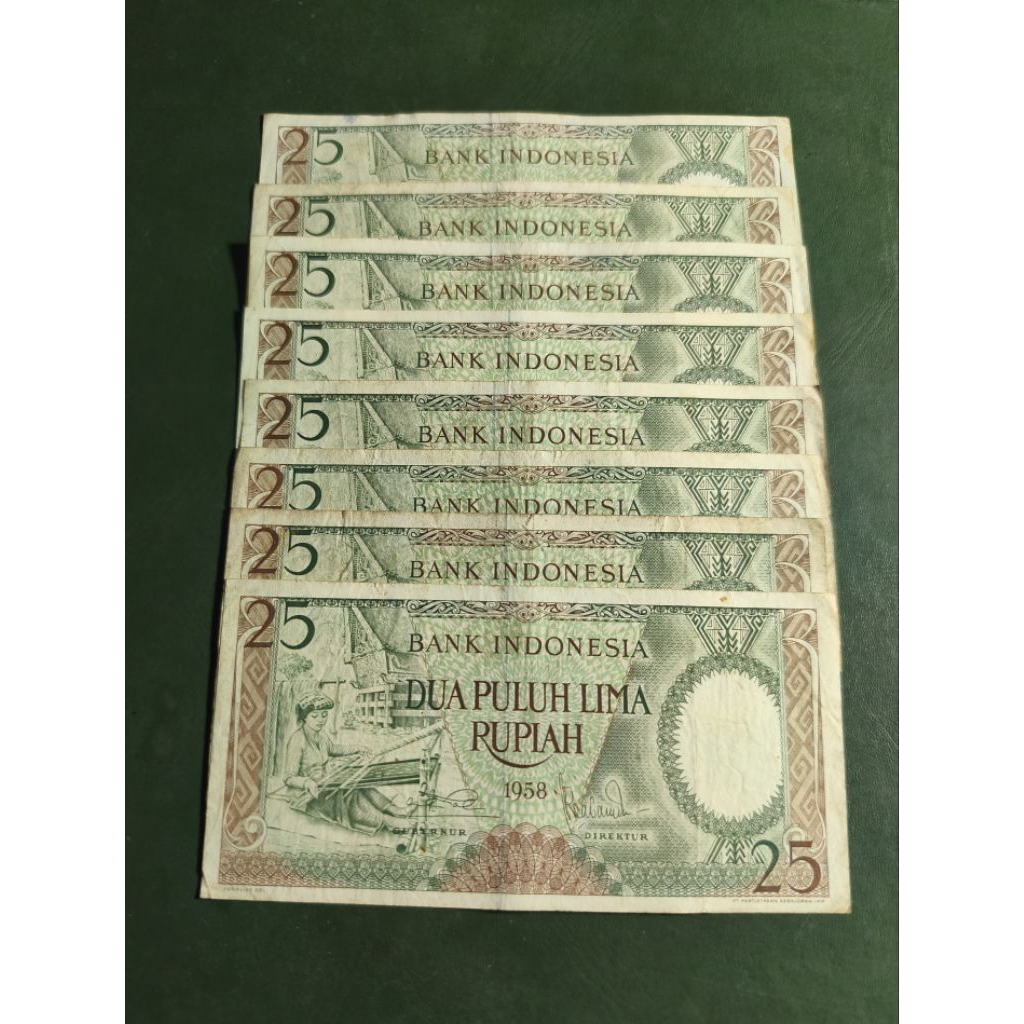 uang kertas 25 rupiah thn 1958 bekas beredar original