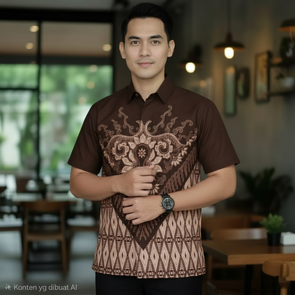 TERBARU BAJU KEMEJA BATIK PRIA LENGAN PENDEK SIZE M L XL XXL BATIK WARNA BIRU BATIK DEWASA