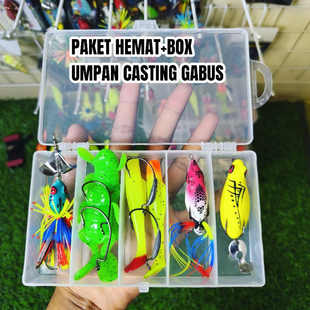 PAKET HEMAT UMPAN CASTING+BOX UMPAN CASTING GABUS SUPER HEMAT