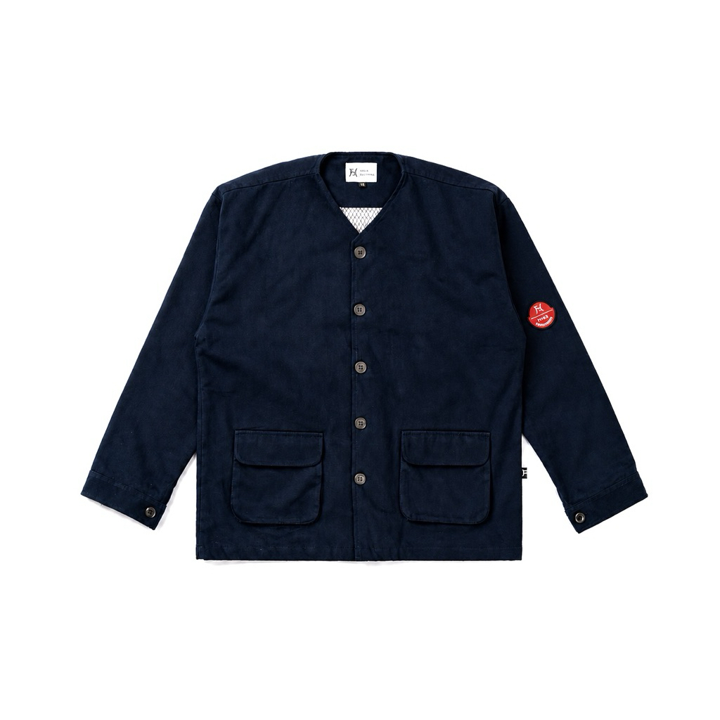 Folka Essentials - Collarless Work Jacket Canvas (Eon) | Work Jacket Canvas Pria Navy