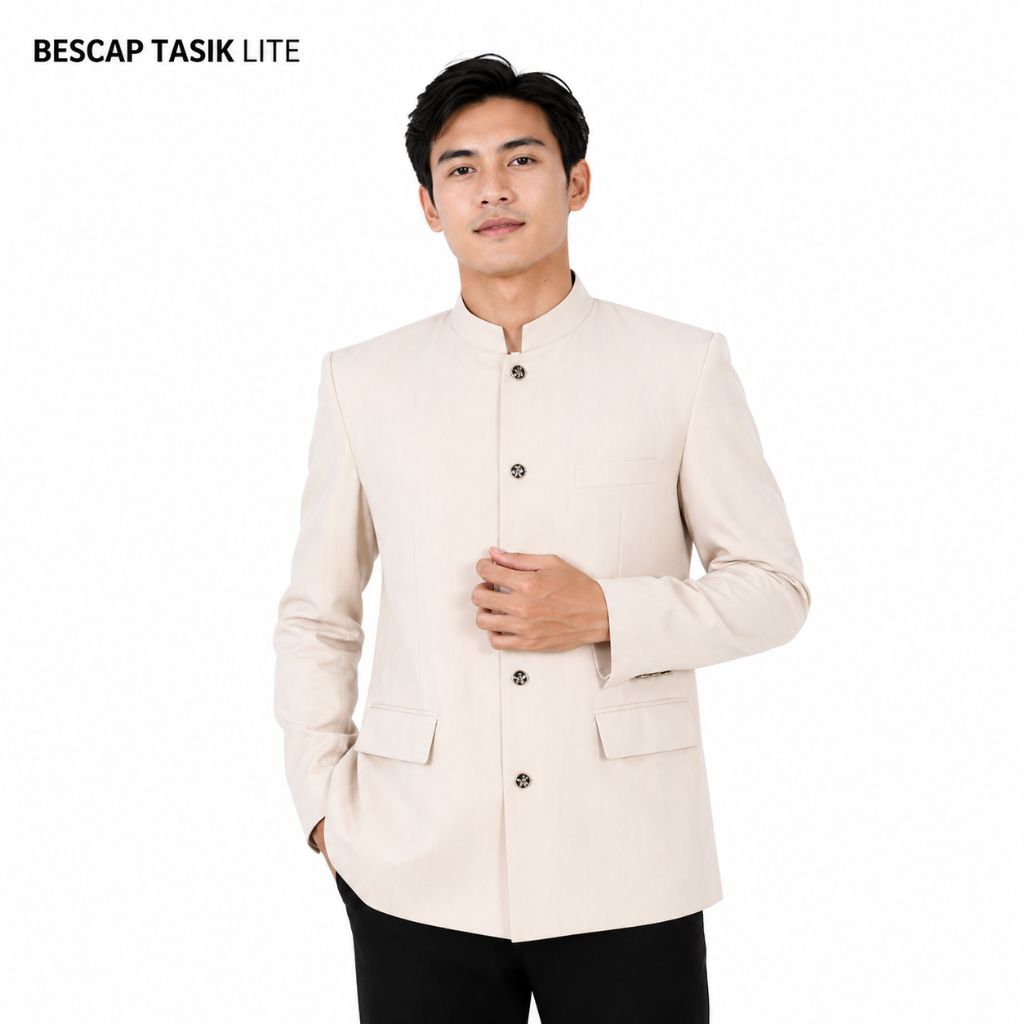Jasko Polos Motif Saku Tutup Jas Koko Pria Dewasa Jasko Warna Cream Bescap Bapak Bescap Premium