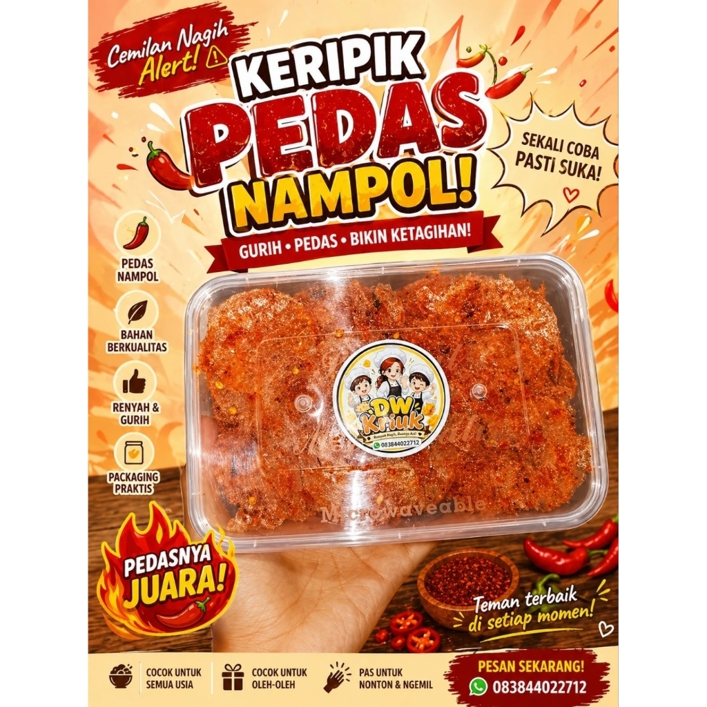 Kripik Kaca 500ml Twinwall Premium Pedas Nampol