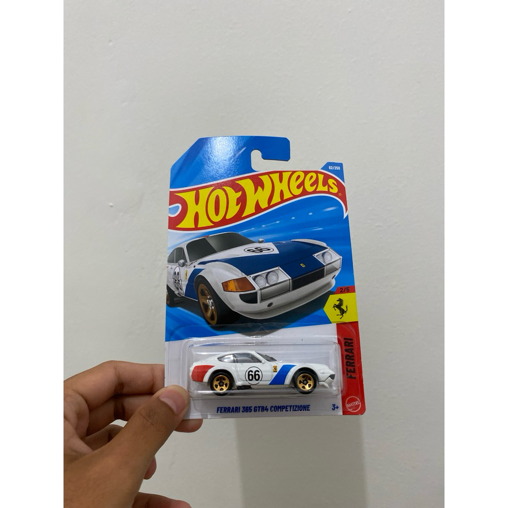 Hot Wheels Ferrari 365 GTB4 Competizione Putih #66 | Diecast Original Mattel | Koleksi Langka