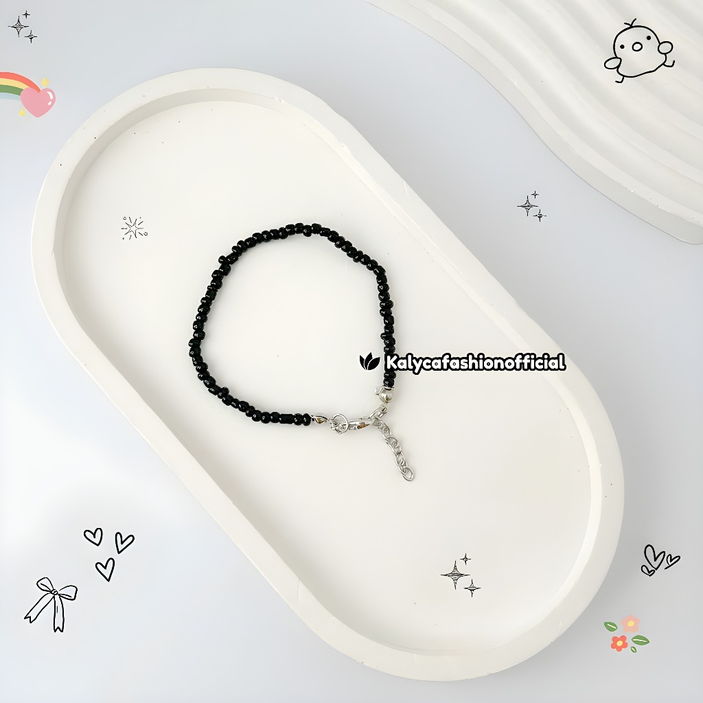 Gelang Manik - manik Mutiara Rantai Besi Gelang Manik Putih Kombinasi
