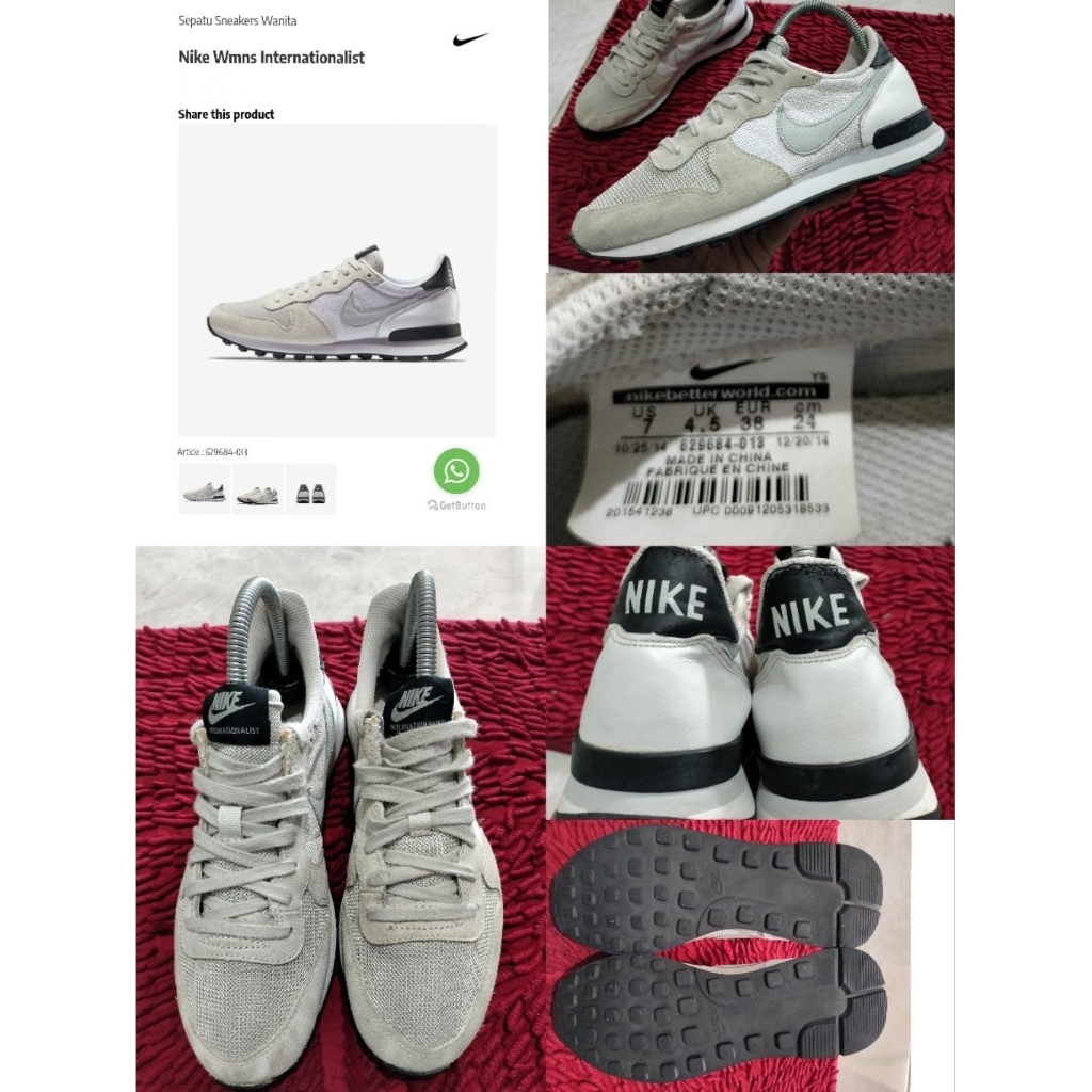 Sepatu Preloved Vintage Second Original Nike Internationalist Size 38