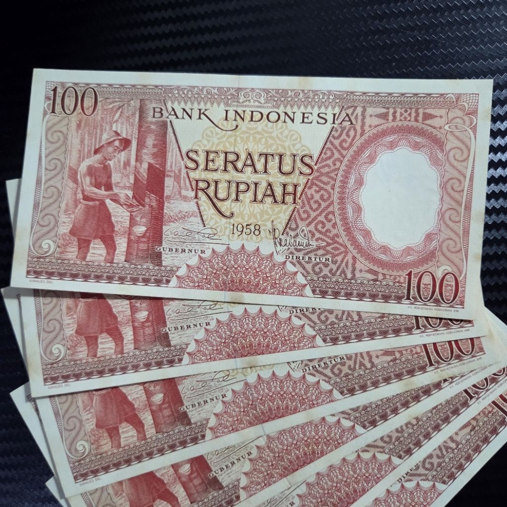 Uang Kuno 100 Rupiah Seri Pekerja 1958 Asli Grass Koleksi Langka Indonesia