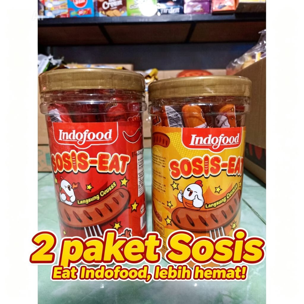 2 Paket Sosis Eat Indofood Rasa Ayam Geprek, Original & Jagung Bakar