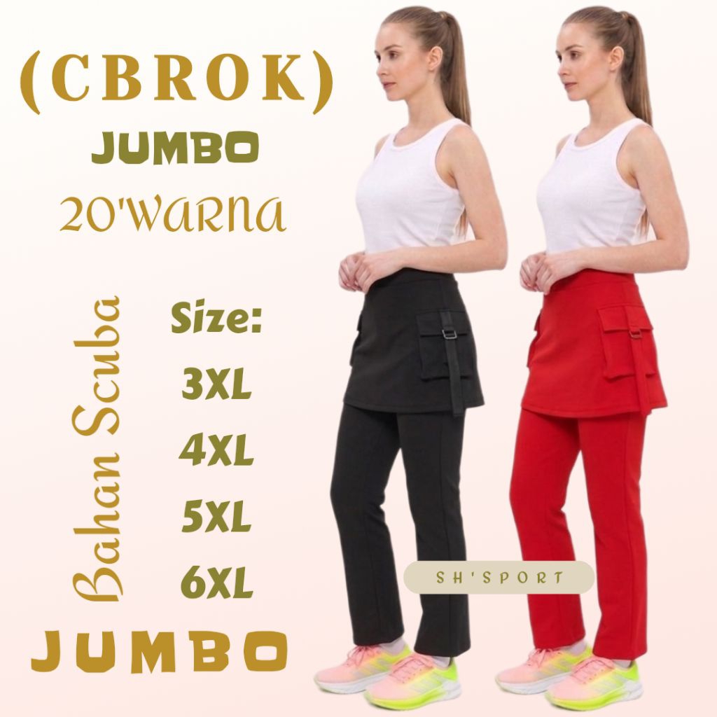 [Best seller][ JUMBO ][ 3XL 4XL 5XL 6XL ][ CELANA SENAM ROK KANTONG ]>celana senam wanita//celana ol