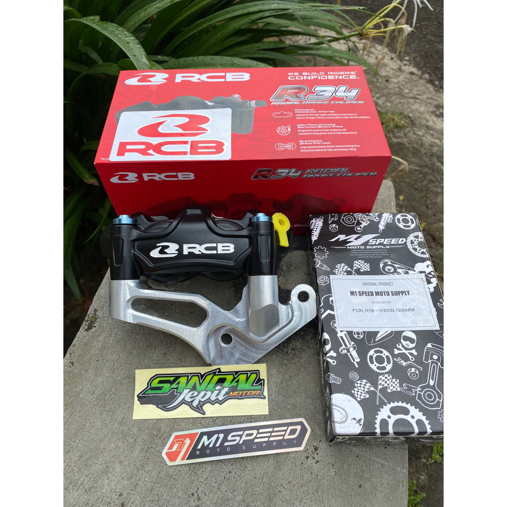 KALIPER RCB R34 RADIAL MONOBLOCK PITCH 100 SET BREKET VIXION OLD NEW KALIPER RCB R34 KYB VIXION NEW 