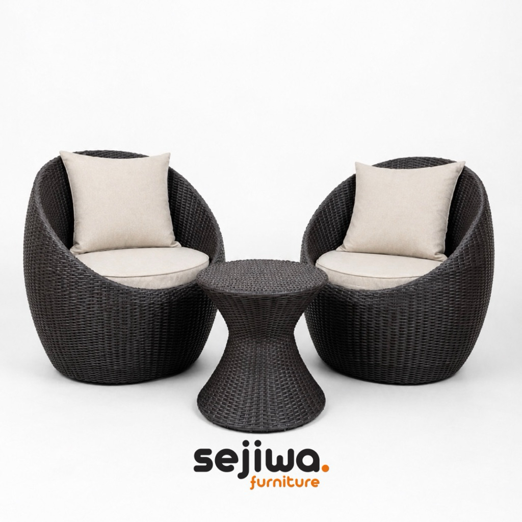 Sejiwa Furniture - Set Kursi Teras Rotan Sintetis / Kursi Santai Outdoor