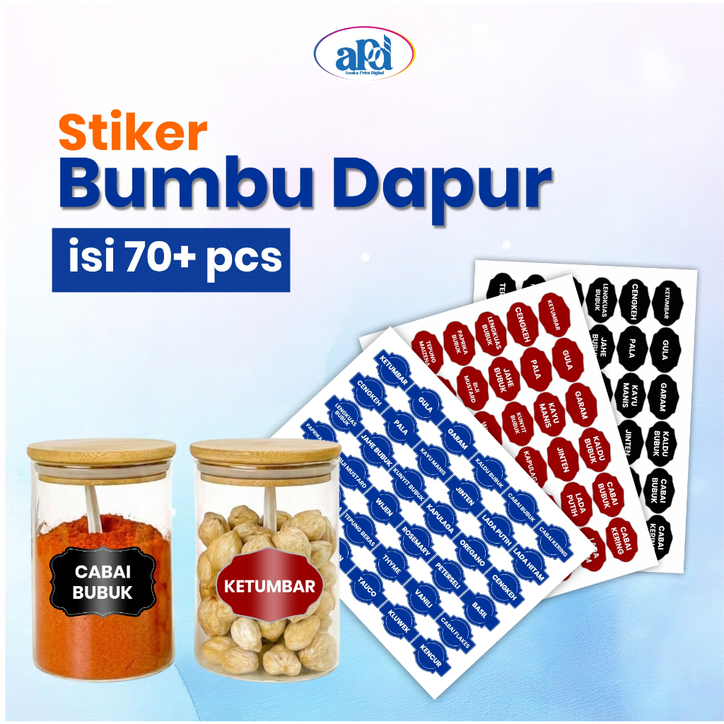 Sticker Bumbu Dapur Terlengkap | Waterproof | Kitchen Set Label | Label Nama Toples Wadah Makanan