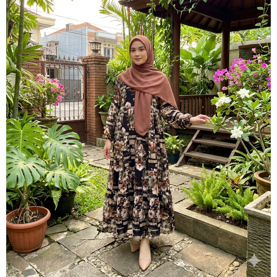REAL PICT NMR by Namira midi dress gamis katun rayon premium standard hingga jumbo