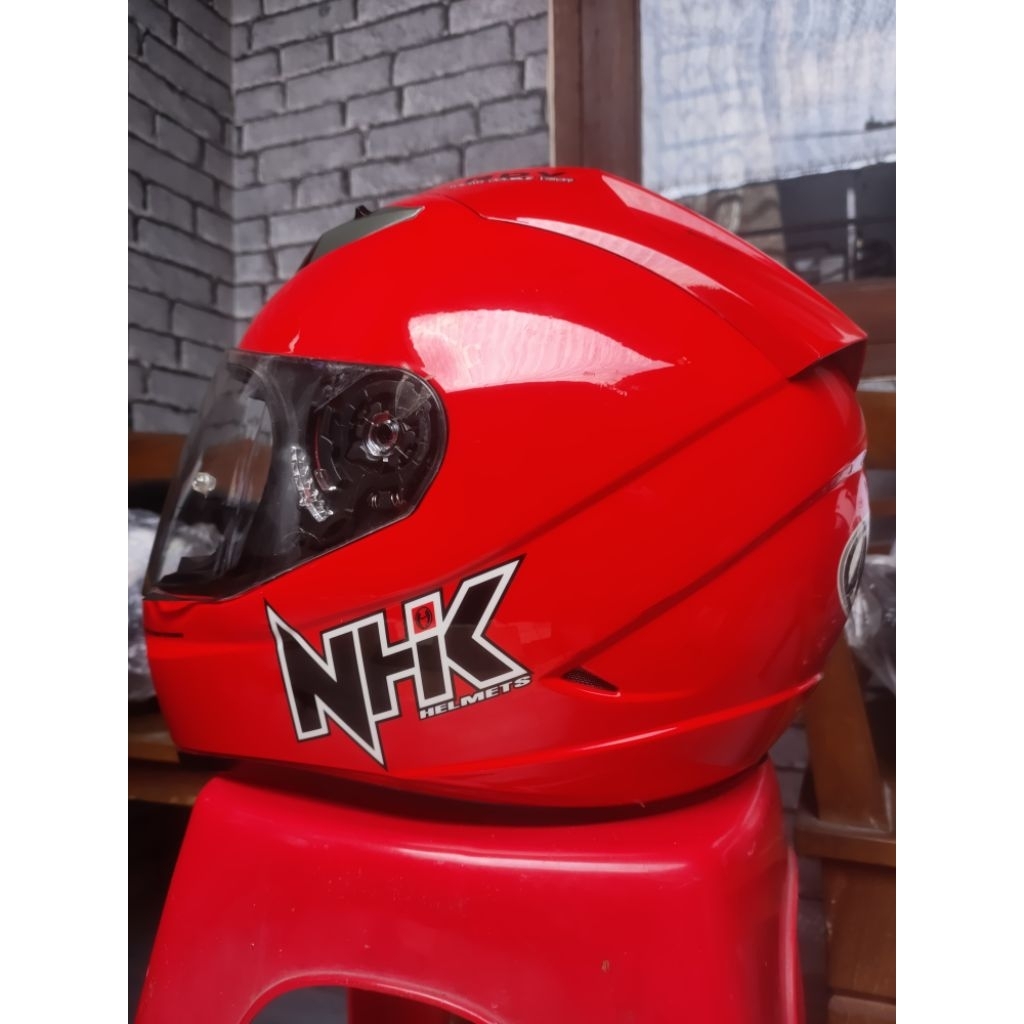 Helm Full Face NHK GP 1000 Original Double Visor Second Kondisi Gress Polos Merah Ferrari Size M / H