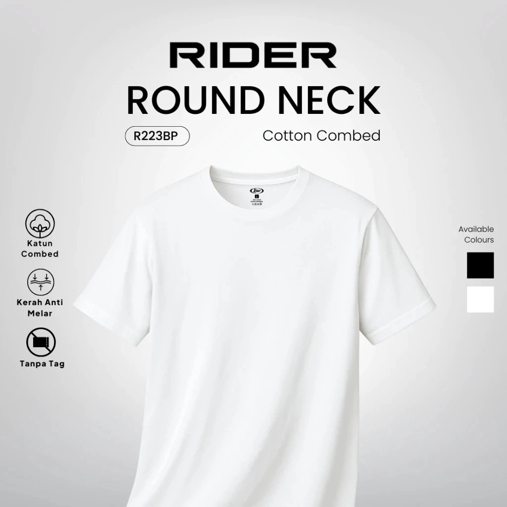 ( 3pc ) Oblong Rider O-Neck | Rider Kaos Dalam Pria O Neck | Kaos Oblong Pria - KingUnderwearStore