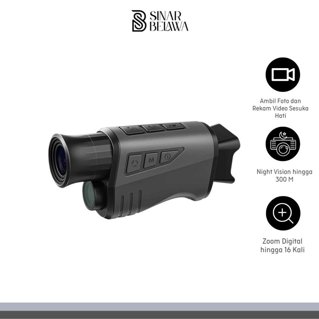 Teropong Monocular Digital Night Vision 16x Zoom 1080P 1500mAh